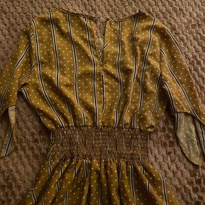 Elegant Mustard Polka Dot Dress